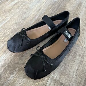 NWOT! Black Satin Ballet Sandals